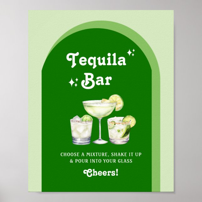 Lime Green Citrus Retro Tequila Pub Poster (Framsidan)