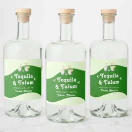 Lime Green Citrus Tequila & Tulum Bachelorette Spritflaskor Etikett