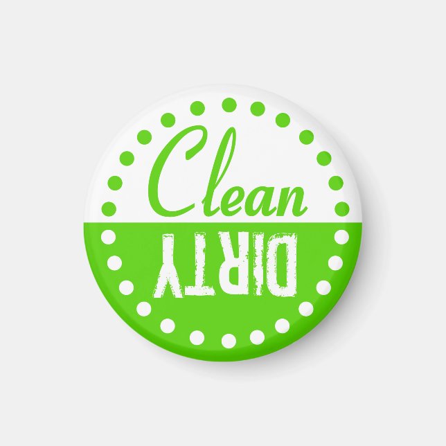 Lime Green Clean och Dirty Dishwasher Magnet (Framsidan)
