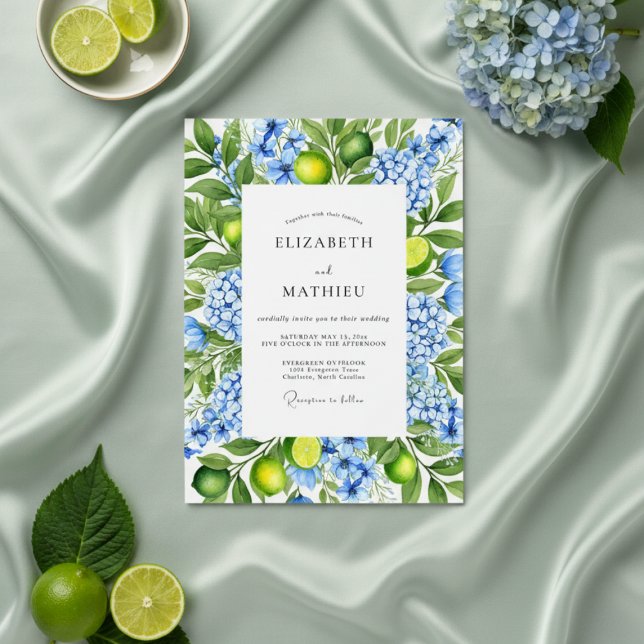 Lime Green Coastal Mediterranean Wedding Inbjudningar (Skapare uppladdad)