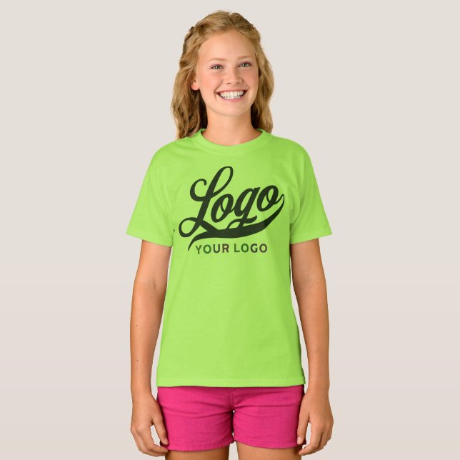 Lime Green Company Logotyp Swag Business Kids Girl T Shirt (Hel framsida)
