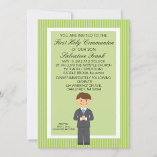 Lime Green Cute First Communion Boy-inbjudan Inbjudningar