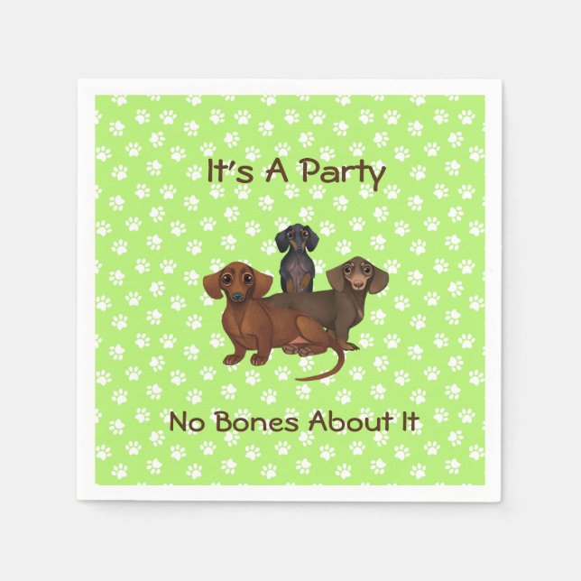 Lime Green Dachshund Papper Napkins Pappersservett (Framsidan)