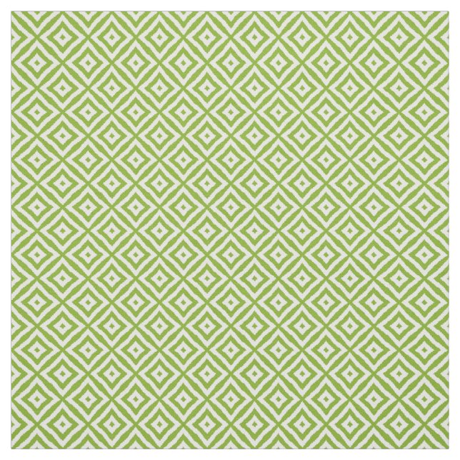 Lime Green Diamond Squares Ikat Mosaic Mönster Tyg (Provkarta)