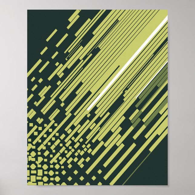 Lime Green Digital Motion Lines on Dark Background Poster (Framsidan)