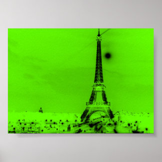 Lime Green Eiffel Torn Poster