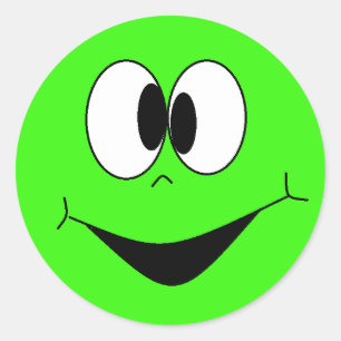 Lime Green Fånig Googlie Ögon Ansikte Stickers Runt Klistermärke