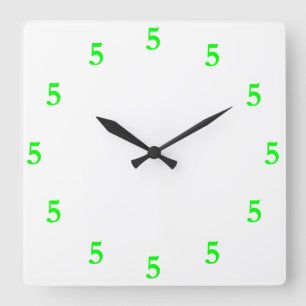 Lime Green Fem o'Clock nånstans på vitt Fyrkantig Klocka