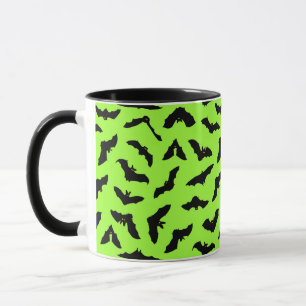 Lime Green Fladdermus Mönster Halloween Mugg