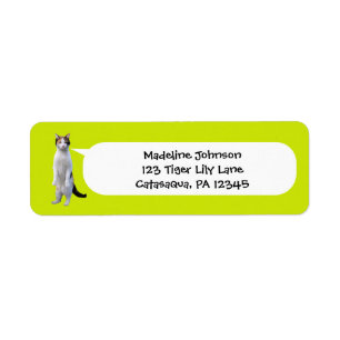 Lime Green Funny State Cat Photo Returadress Etikett