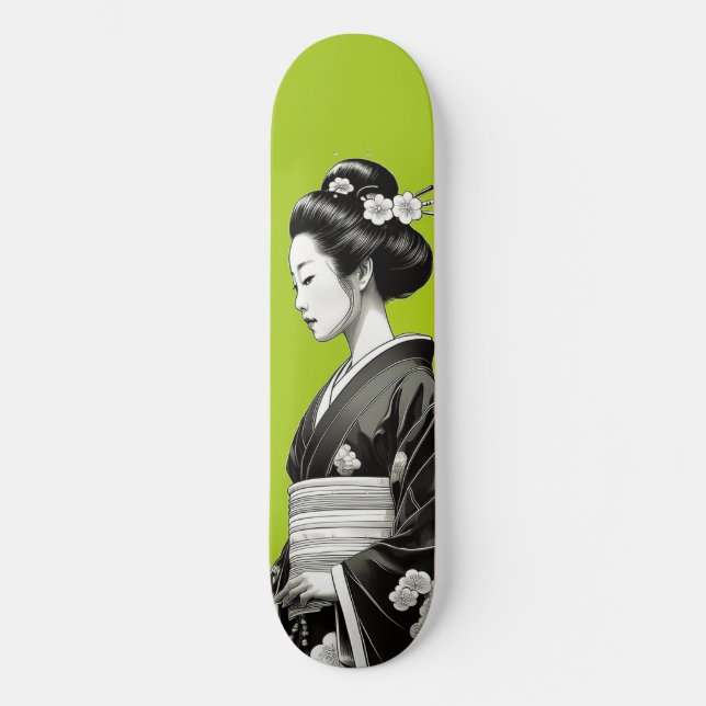 Lime Green Geisha Mini Skateboard Bräda 18,5 Cm (Framsida)
