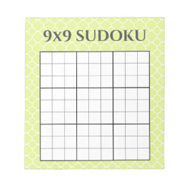 Lime Green Geometric 9x9 Sudoku Grid Template Anteckningsblock