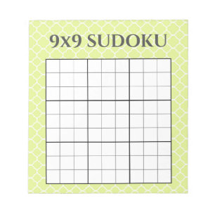 Lime Green Geometric 9x9 Sudoku Grid Template Anteckningsblock