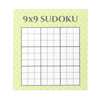 Lime Green Geometric 9x9 Sudoku Grid Template Anteckningsblock