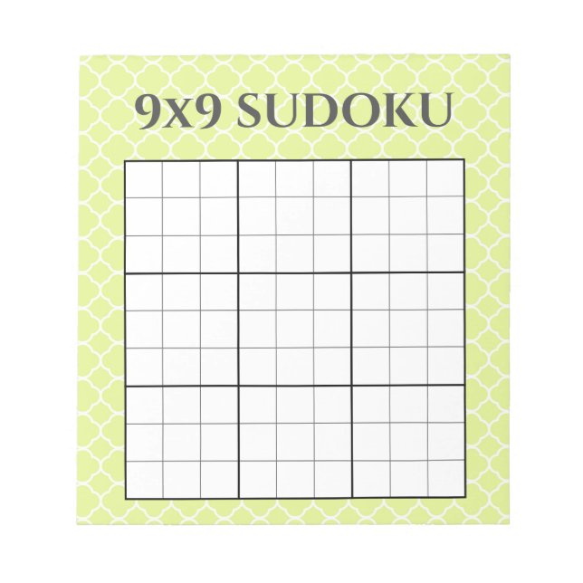 Lime Green Geometric 9x9 Sudoku Grid Template Anteckningsblock (Framsida)