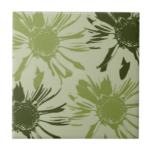 Lime Green Gerbera Flowers Kakelplatta