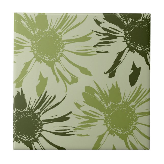Lime Green Gerbera Flowers Kakelplatta (Framsidan)