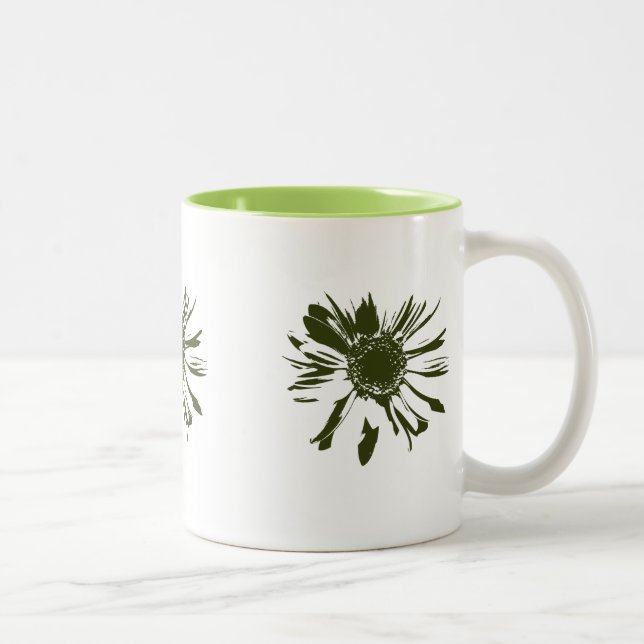 Lime Green Gerbera Flowers Två-Tonad Mugg (Höger)