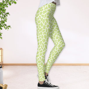 Lime Green Giraffe Spots Mönster Abstrakt Leggings