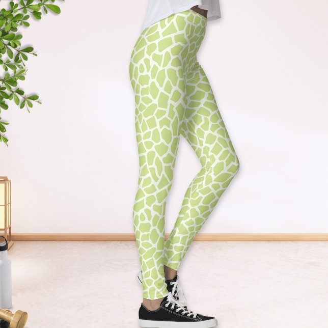 Lime Green Giraffe Spots Mönster Abstrakt Leggings (Skapare uppladdad)