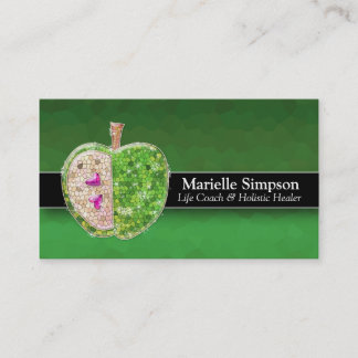 Lime Green Glitter Apple Holistic Healer Nutrition Visitkort