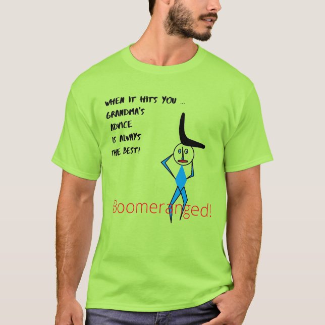 Lime Green - Grandma's Advice Boomeranged T Shirt (Framsida)