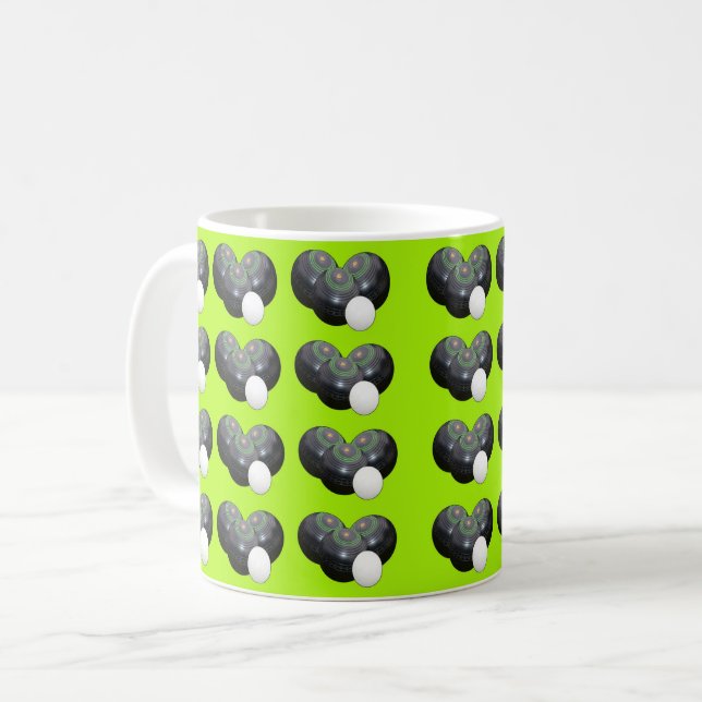 Lime Green Gräsmatta Bowls, kaffe Mugg (Framsida vänster)