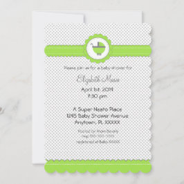 Lime Green & Grått Polka dots-Baby Shower Inbjudningar