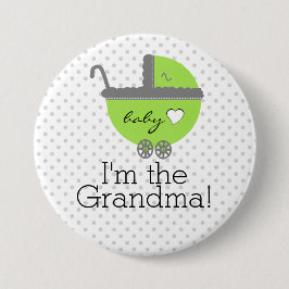 Lime Green & Grått Polka dots-Baby Shower Knapp
