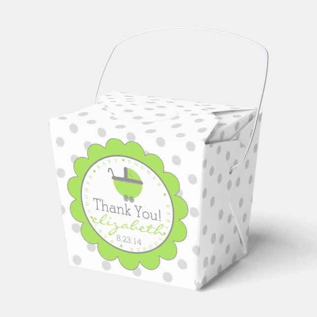 Lime Green & Grått Polka dots-Baby Shower Presentaskar (Framsidan Sidan)