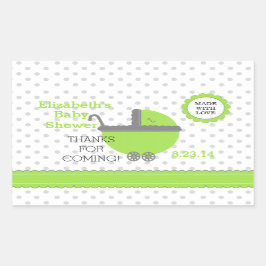 Lime Green & Grått Polka dots-Baby Shower Rektangulärt Klistermärke