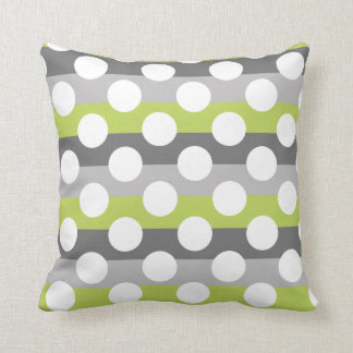 Lime Green Grått White Modern Polka Dot Mönster Kudde