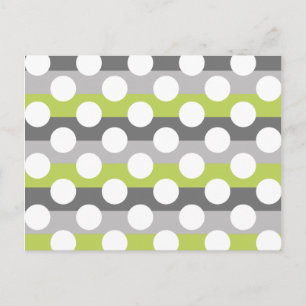 Lime Green Grått White Modern Polka Dot Mönster Vykort