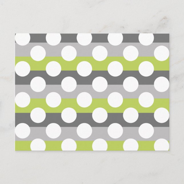 Lime Green Grått White Modern Polka Dot Mönster Vykort (Framsida)