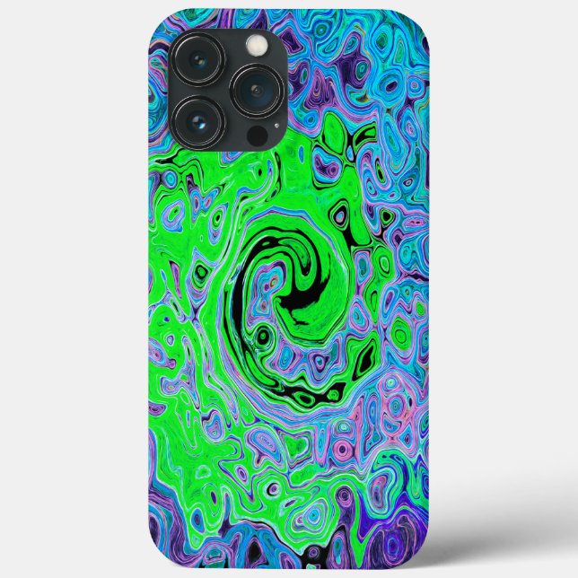 Lime Green Groovy Abstrakt Retro Liquid Swirl (Baksida)
