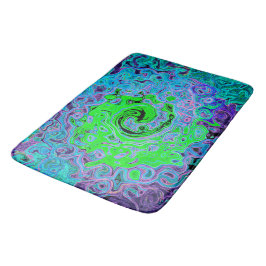 Lime Green Groovy Abstrakt Retro Liquid Swirl Badrumsmatta