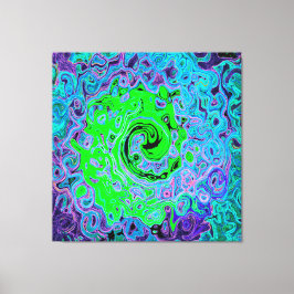 Lime Green Groovy Abstrakt Retro Liquid Swirl Canvastryck