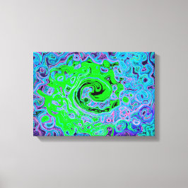 Lime Green Groovy Abstrakt Retro Liquid Swirl Canvastryck