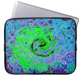 Lime Green Groovy Abstrakt Retro Liquid Swirl Laptop Fodral