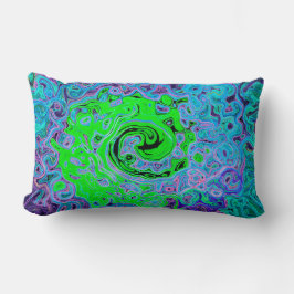 Lime Green Groovy Abstrakt Retro Liquid Swirl Lumbarkudde