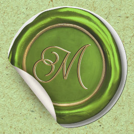 Lime Green Guld Monogram Modern Vax sälschetter Runt Klistermärke