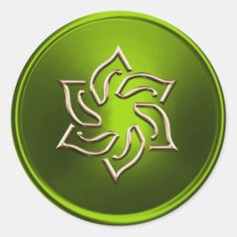 Lime Green Guld Star of David Envele Seal Runt Klistermärke