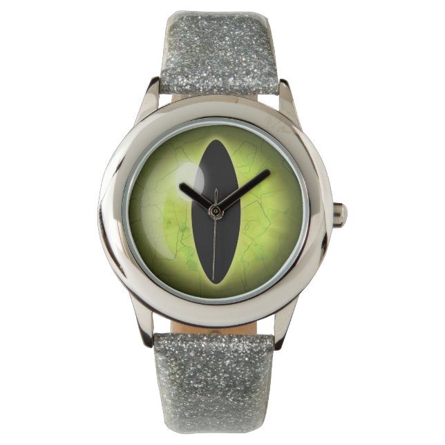Lime Green Gult Cat Öga Eyeball Wrist Watch Armbandsur (Framsida)