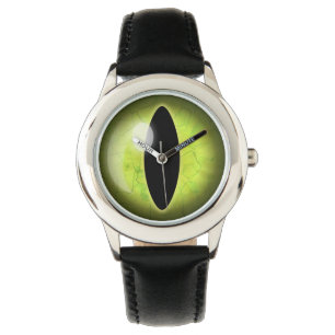 Lime Green Gult Cat Öga Eyeball Wrist Watch Armbandsur