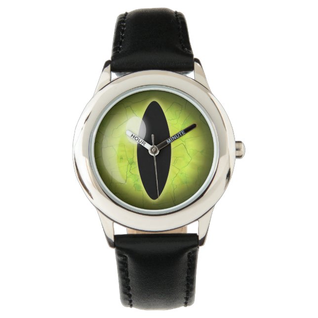 Lime Green Gult Cat Öga Eyeball Wrist Watch Armbandsur (Framsida)