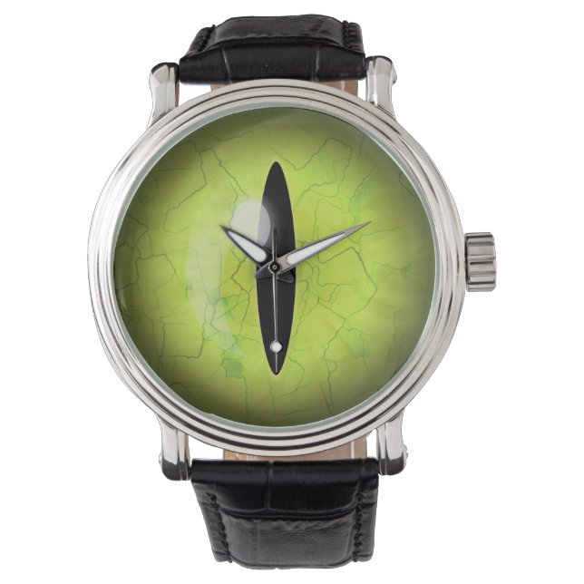 Lime Green Gult Snake Öga Eyeball Wrist Watch Armbandsur (Framsida)