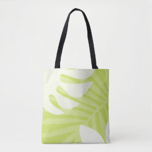 Lime Green Handflatan Lövs Tote Tygkasse