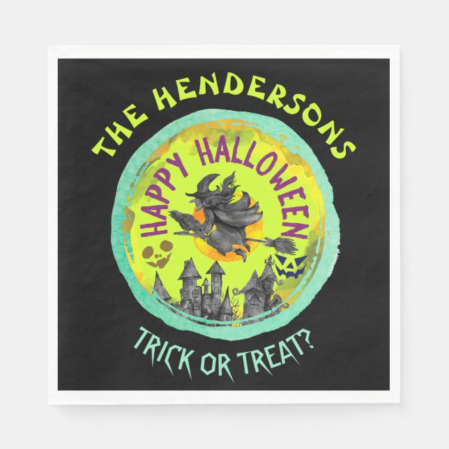 Lime Green Happy halloween Pappersservett (Framsidan)