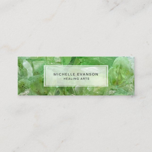 Lime Green Healing Arts Crystal Boho Mini Visitkort (Framsida)
