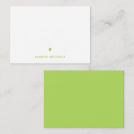 Lime Green Heart och Namn Anteckningskort